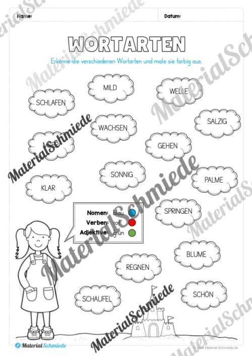 Arbeitsheft Wortarten - Thema Sommer (Arbeitsblatt 20)