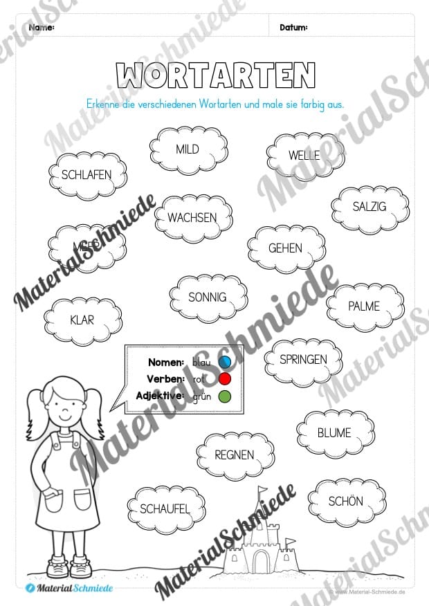 Arbeitsheft Wortarten – Thema Sommer (Arbeitsblatt 20)