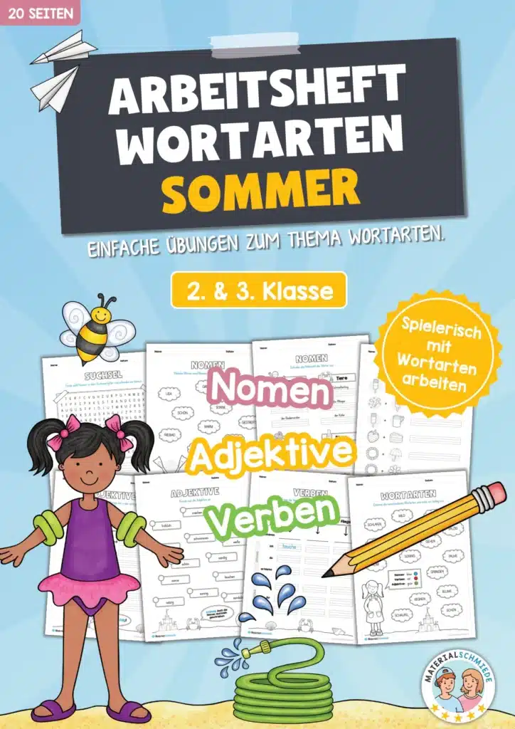 Arbeitsheft Wortarten - Thema Sommer (20 Arbeitsblätter)