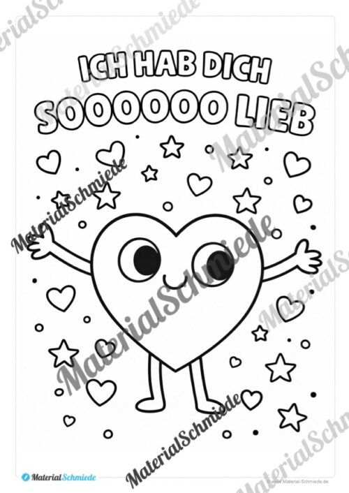 Kostenlose Ausmalbilder zum Valentinstag - Arbeitsblatt 02