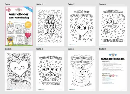 Kostenlose Ausmalbilder zum Valentinstag - Überblick