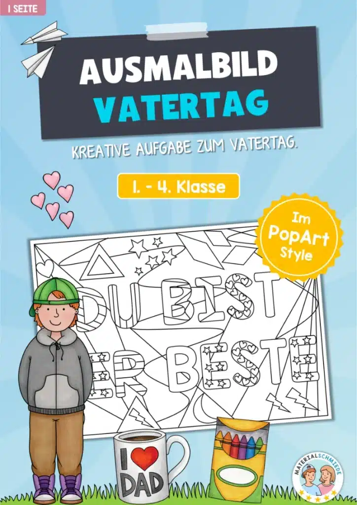 Ausmalbild PopArt Vatertag