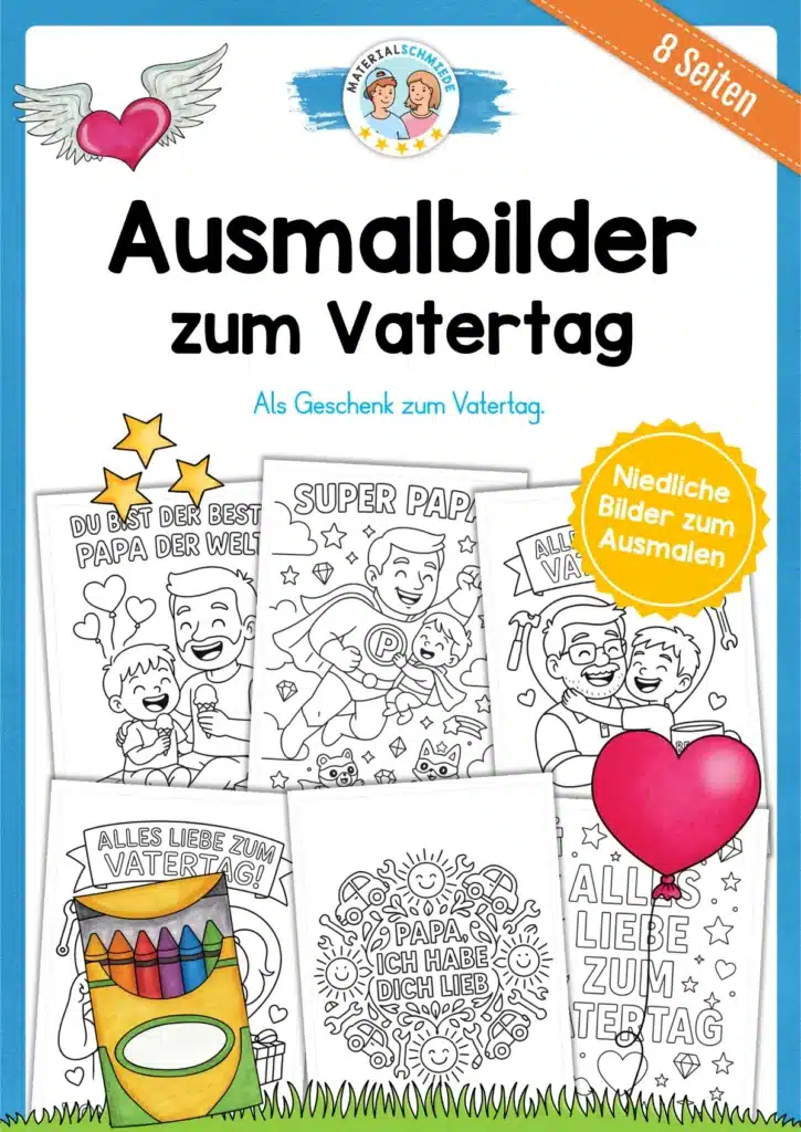 Kostenlose Ausmalbilder zum Vatertag (8 Seiten)