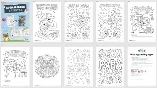 Kostenlose Ausmalbilder zum Vatertag (Überblick Arbeisblätter)