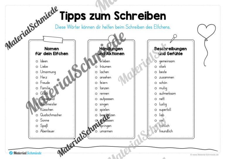 Elfchen zum Vatertag (Tipps zum Schreiben)