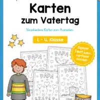 Kostenlose Karten zum Vatertag - 4 Vorlagen (1. - 4. Klasse)