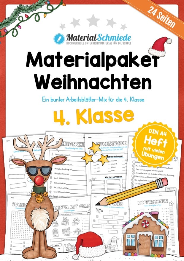 Materialpaket Weihnachten: 4. Klasse (24 Arbeitsblätter)