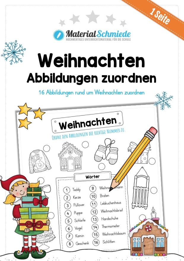 16 Abbildungen zu Weihnachten zuordnen