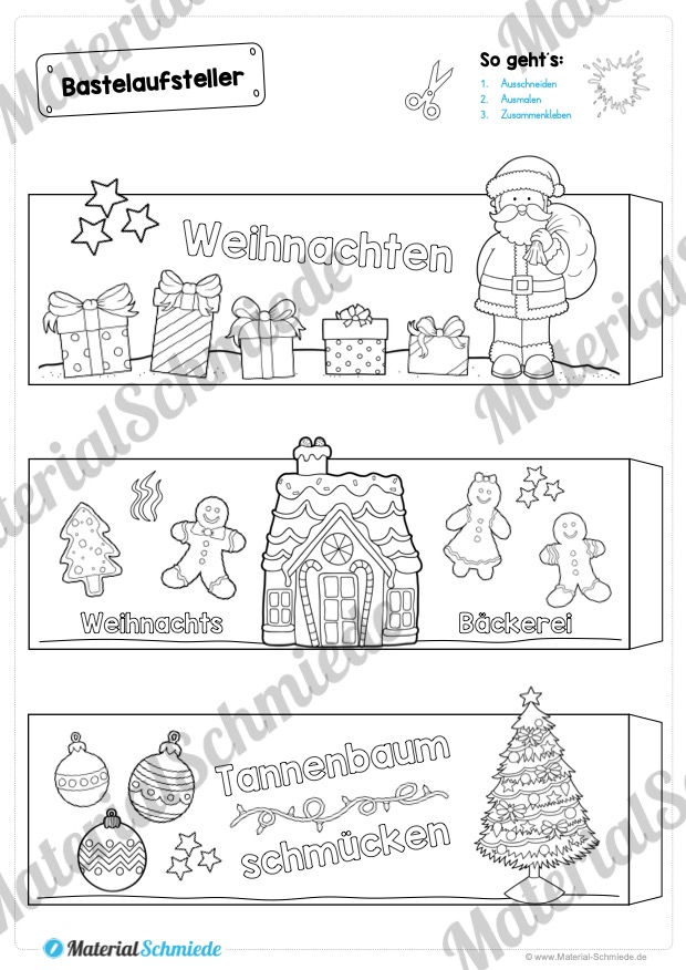 6 Bastelaufsteller zu Weihnachten (Seite 1)