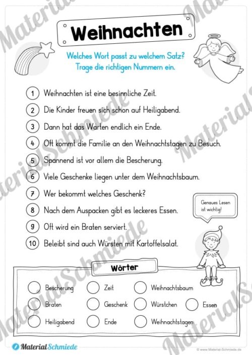 Blitzlesen zu Weihnachten - Leseübung (Vorschau)