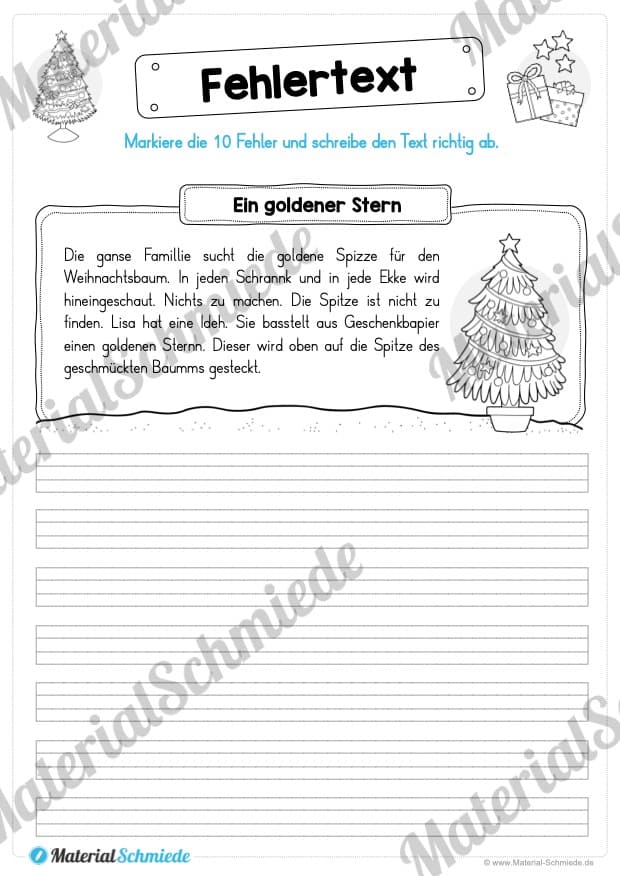 10 Fehlertexte zu Weihnachten (Ein goldener Stern)