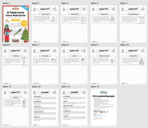 10 Fehlertexte zu Weihnachten (2. & 3. Klasse) - Überblick