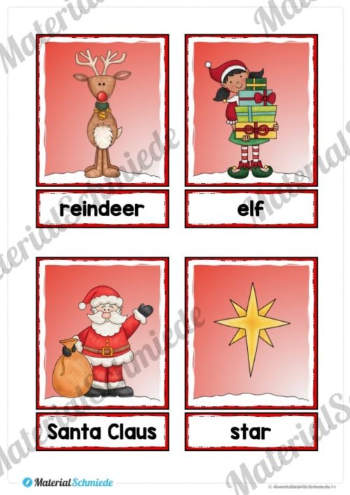 24 Flash-Cards zu Weihnachten auf Englisch (Vorschau 01)