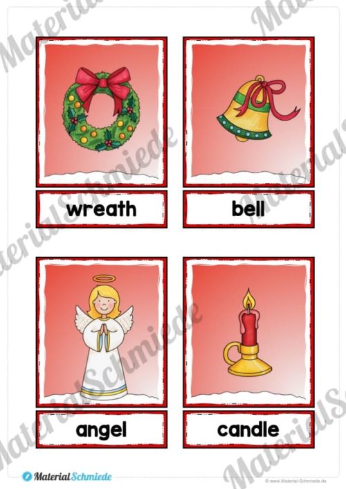 24 Flash-Cards zu Weihnachten auf Englisch (Vorschau 03)