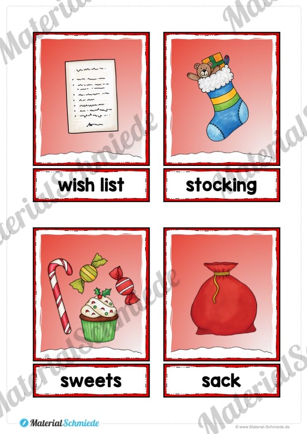 24 Flash-Cards zu Weihnachten auf Englisch (Vorschau 05)