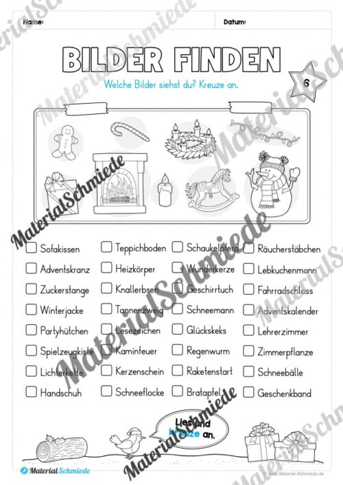 Kostenloser Adventskalender für die 2. & 3. Klasse (Arbeitsblatt 06)