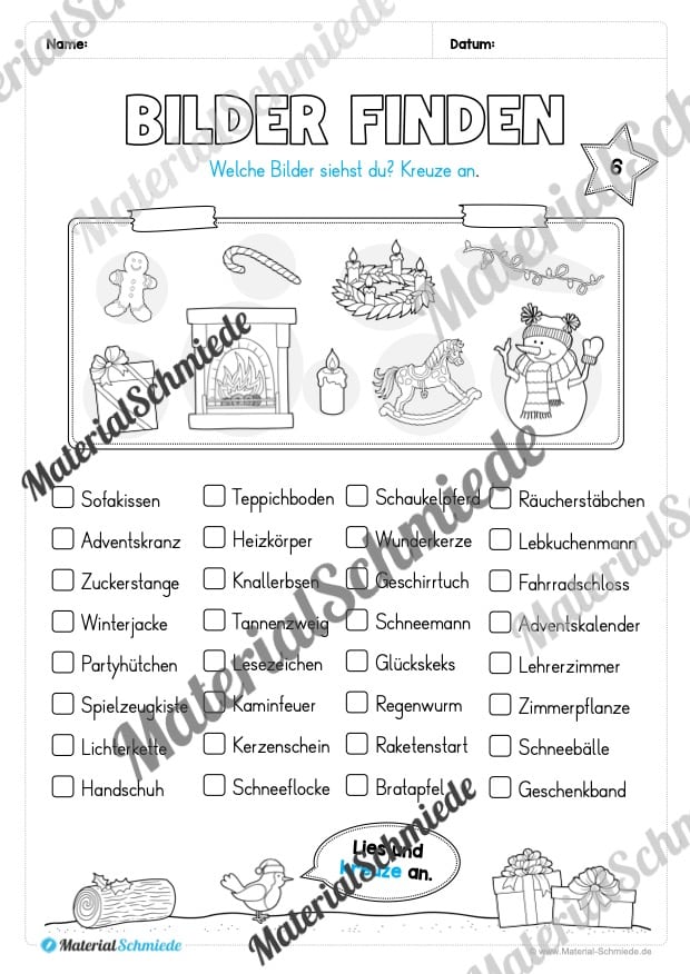 Kostenloser Adventskalender für die 2. & 3. Klasse (Arbeitsblatt 06)