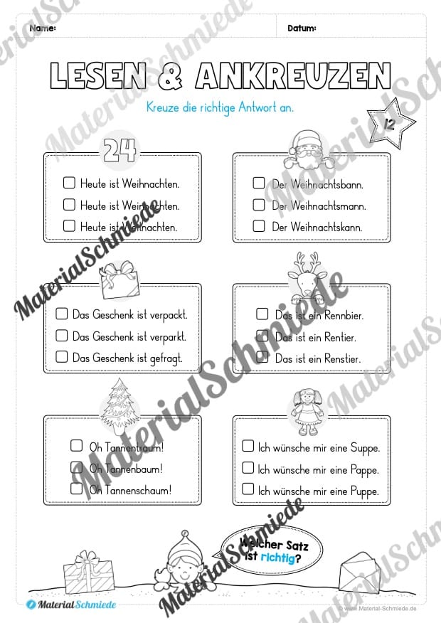 Kostenloser Adventskalender für die 2. & 3. Klasse (Arbeitsblatt 08)