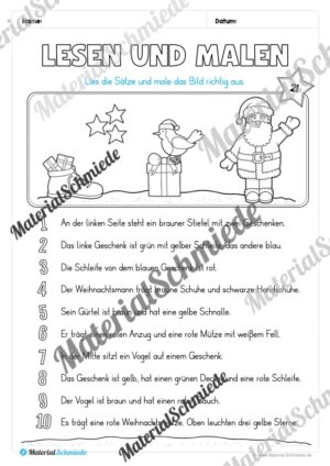 Kostenloser Adventskalender für die 2. & 3. Klasse (Arbeitsblatt 14)