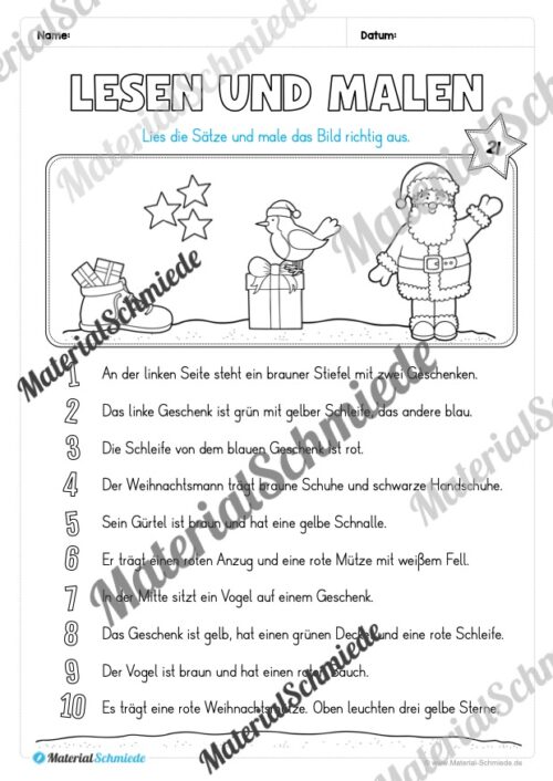 Kostenloser Adventskalender für die 2. & 3. Klasse (Arbeitsblatt 14)