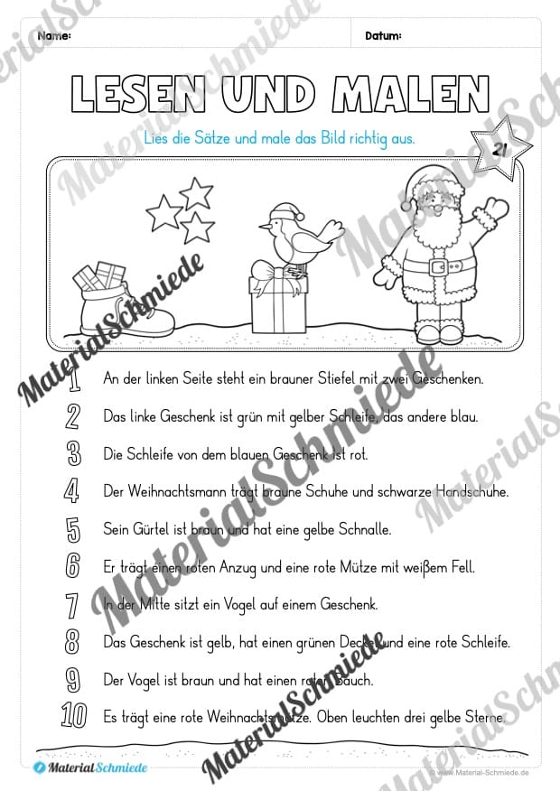 Kostenloser Adventskalender für die 2. & 3. Klasse (Arbeitsblatt 14)