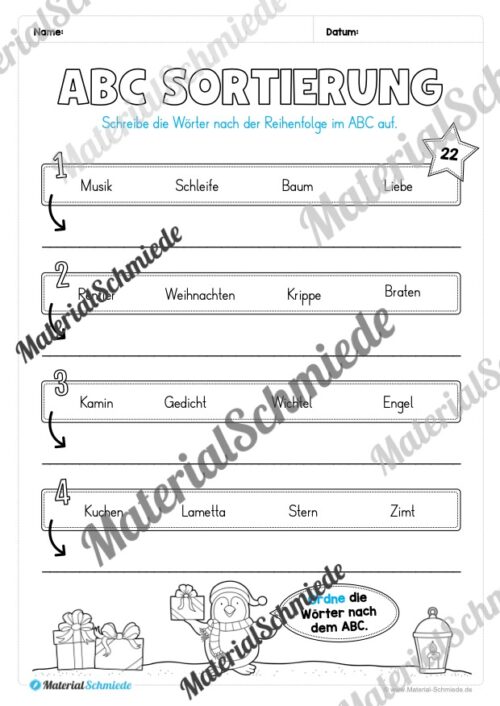 Kostenloser Adventskalender für die 2. & 3. Klasse (Arbeitsblatt 15)