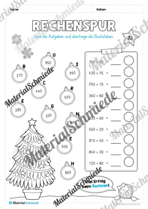 Kostenloser Adventskalender für die 2. & 3. Klasse (Arbeitsblatt 16)