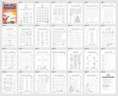 Kostenloser Adventskalender für die 2. & 3. Klasse (Überblick)