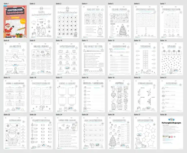 Kostenloser Adventskalender für die 2. & 3. Klasse (Überblick)