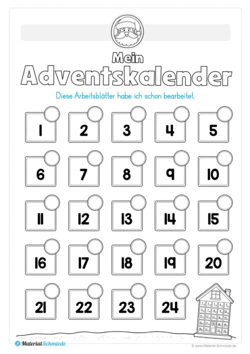 Kostenloser Adventskalender für die 1. & 2. Klasse (Arbeitsblatt 02)