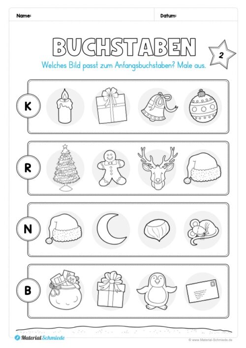 Kostenloser Adventskalender für die 1. & 2. Klasse (Arbeitsblatt 04)