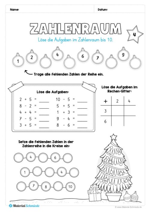 Kostenloser Adventskalender für die 1. & 2. Klasse (Arbeitsblatt 06)