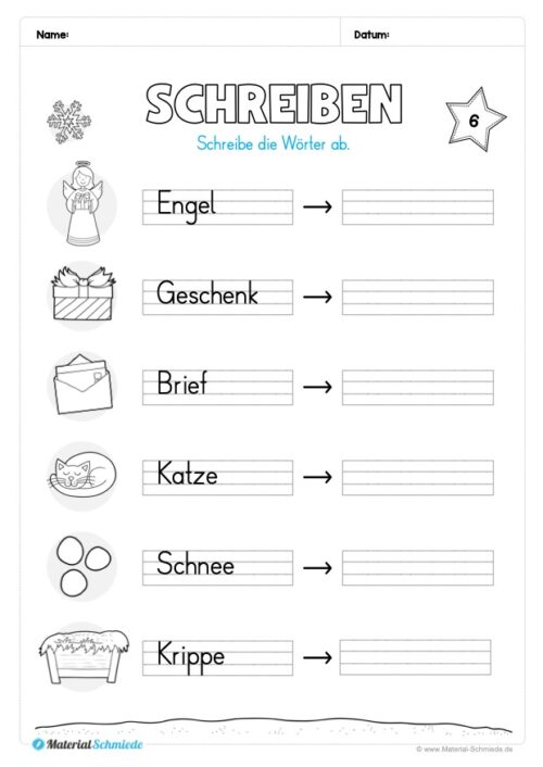 Kostenloser Adventskalender für die 1. & 2. Klasse (Arbeitsblatt 08)