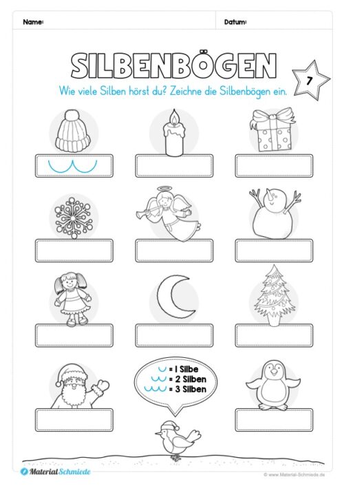 Kostenloser Adventskalender für die 1. & 2. Klasse (Arbeitsblatt 09)