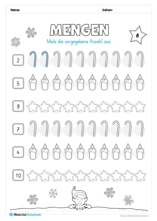 Kostenloser Adventskalender für die 1. & 2. Klasse (Arbeitsblatt 10)