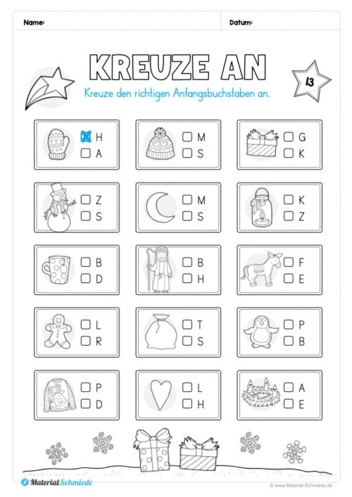 Kostenloser Adventskalender für die 1. & 2. Klasse (Arbeitsblatt 15)