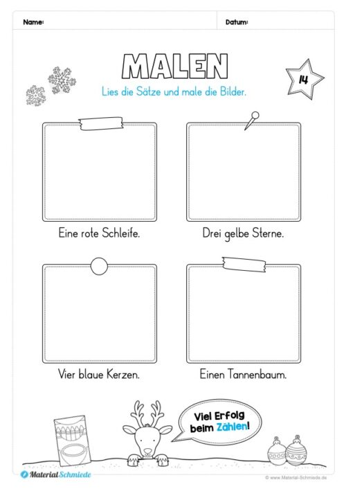 Kostenloser Adventskalender für die 1. & 2. Klasse (Arbeitsblatt 16)