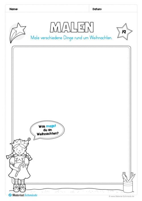 Kostenloser Adventskalender für die 1. & 2. Klasse (Arbeitsblatt 21)