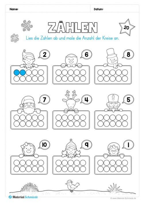 Kostenloser Adventskalender für die 1. & 2. Klasse (Arbeitsblatt 22)