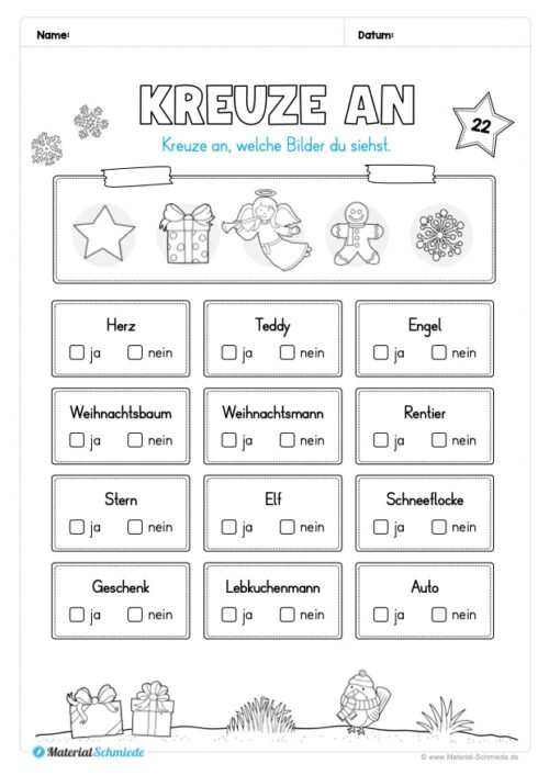 Kostenloser Adventskalender für die 1. & 2. Klasse (Arbeitsblatt 24)