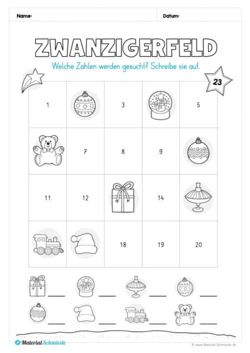 Kostenloser Adventskalender für die 1. & 2. Klasse (Arbeitsblatt 25)