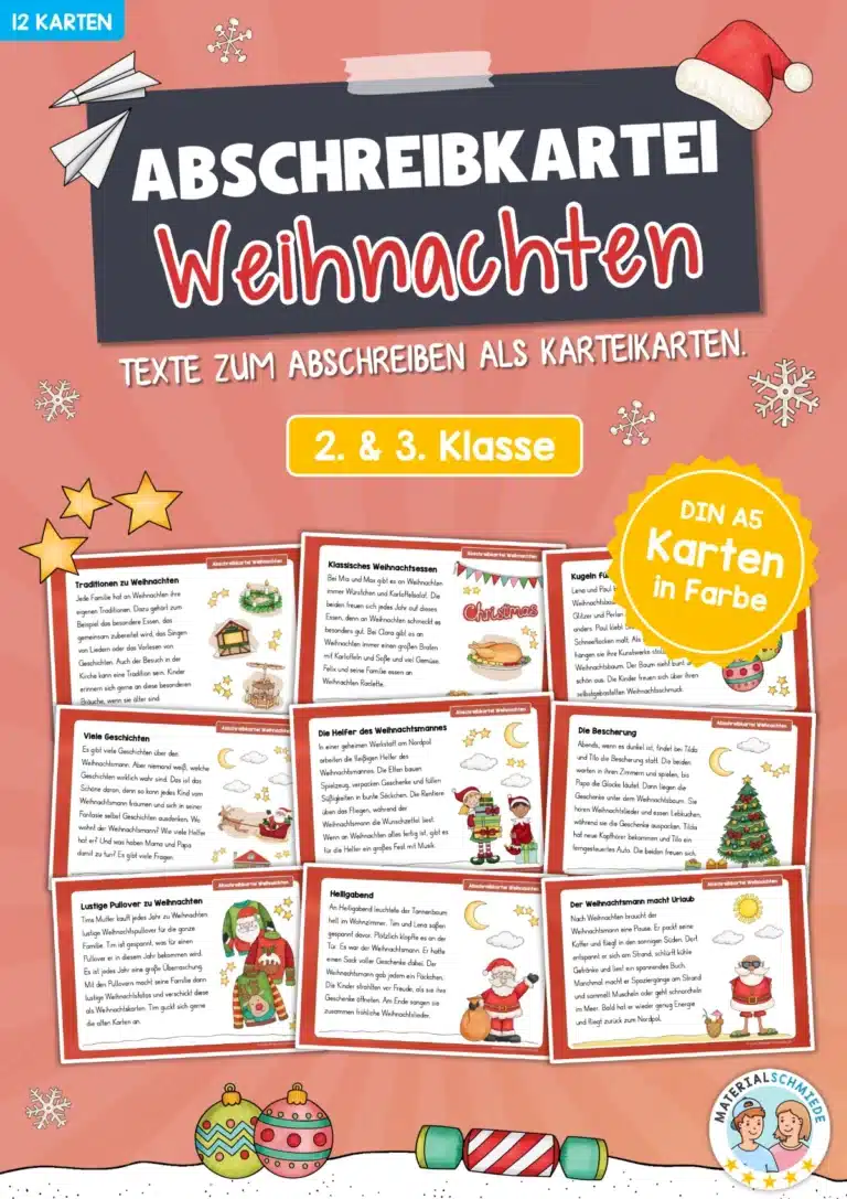 Abschreibkarten: Thema Weihnachten (12 Karten)