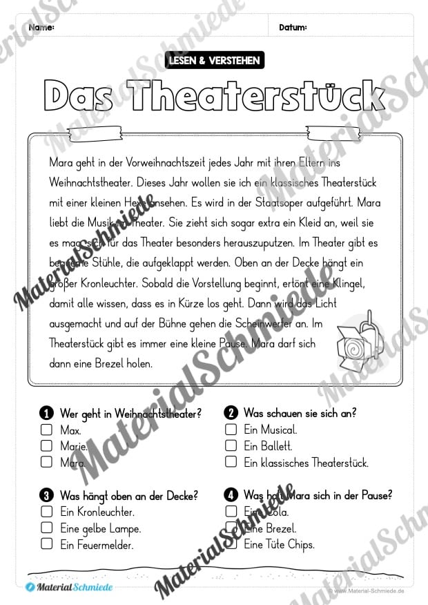 Weihnachten: Lesen & Verstehen mit Ankreuzen (Vorschau 01)