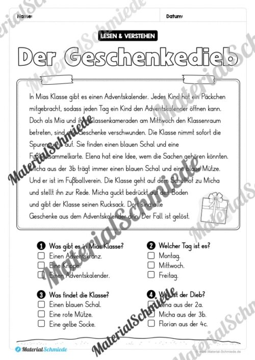 Weihnachten: Lesen & Verstehen mit Ankreuzen (Vorschau 03)