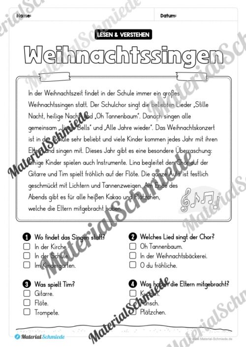Weihnachten: Lesen & Verstehen mit Ankreuzen (Vorschau 08)