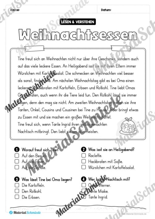 Weihnachten: Lesen & Verstehen mit Ankreuzen (Vorschau 09)
