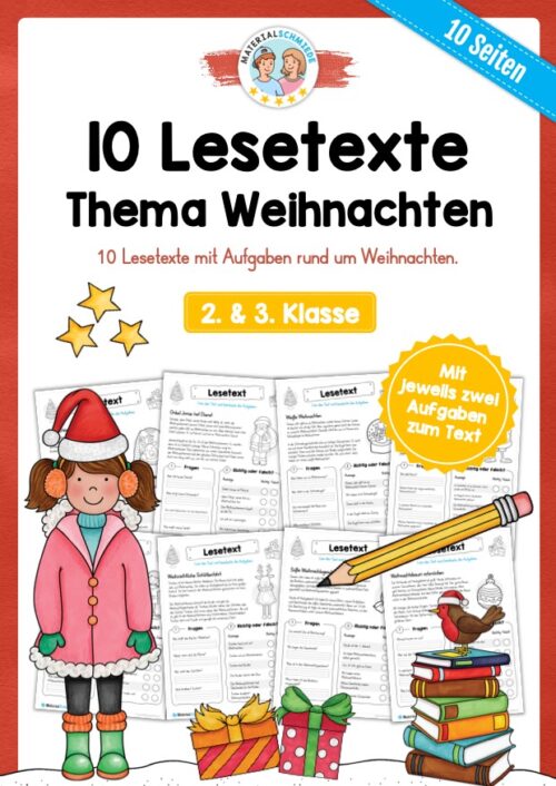 10 Lesetexte zu Weihnachten (mit Aufgaben)