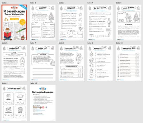 10 Leseübungen zu Weihnachten (3. & 4. Klasse) - Überblick