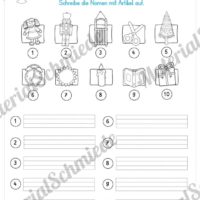 Materialpaket Weihnachten: 25 Arbeitsblätter (Nomen abschreiben)