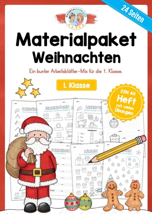 Materialpaket Weihnachten: 1. Klasse (24 Arbeitsblätter)